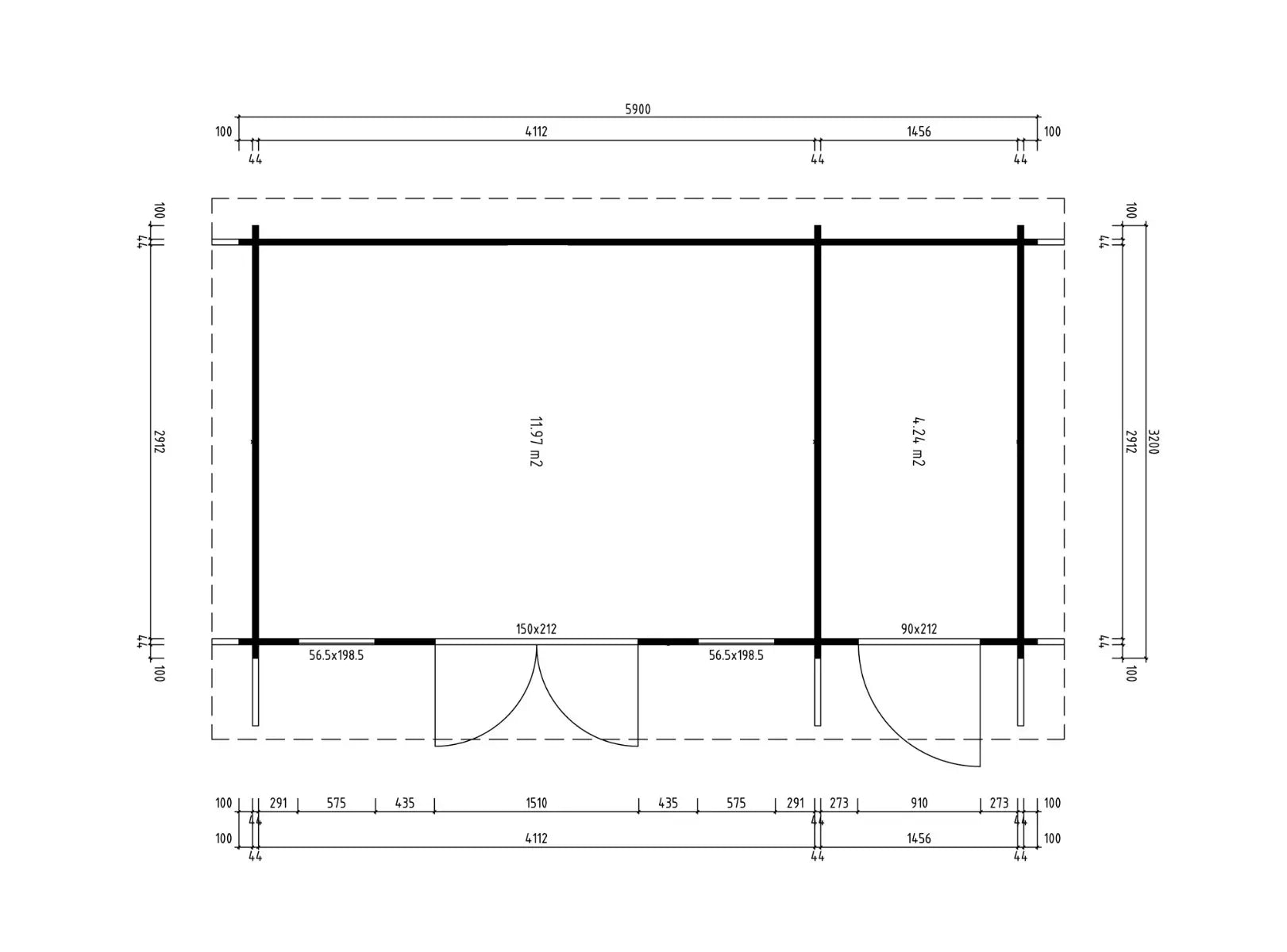 Berging Jacob - 5,7 x 3 m - 12 m²