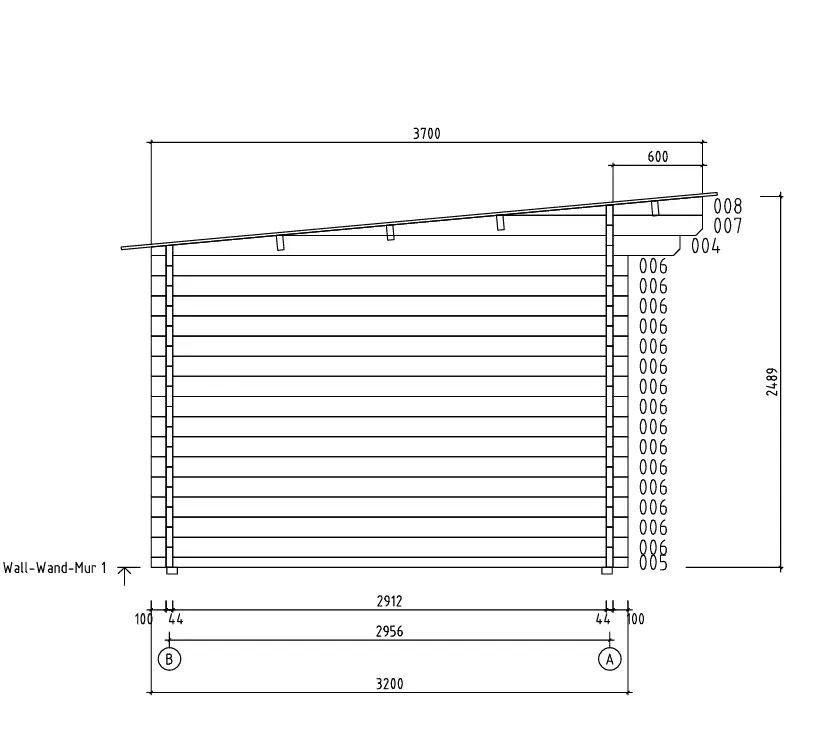 Berging Jacob - 5,7 x 3 m - 12 m²