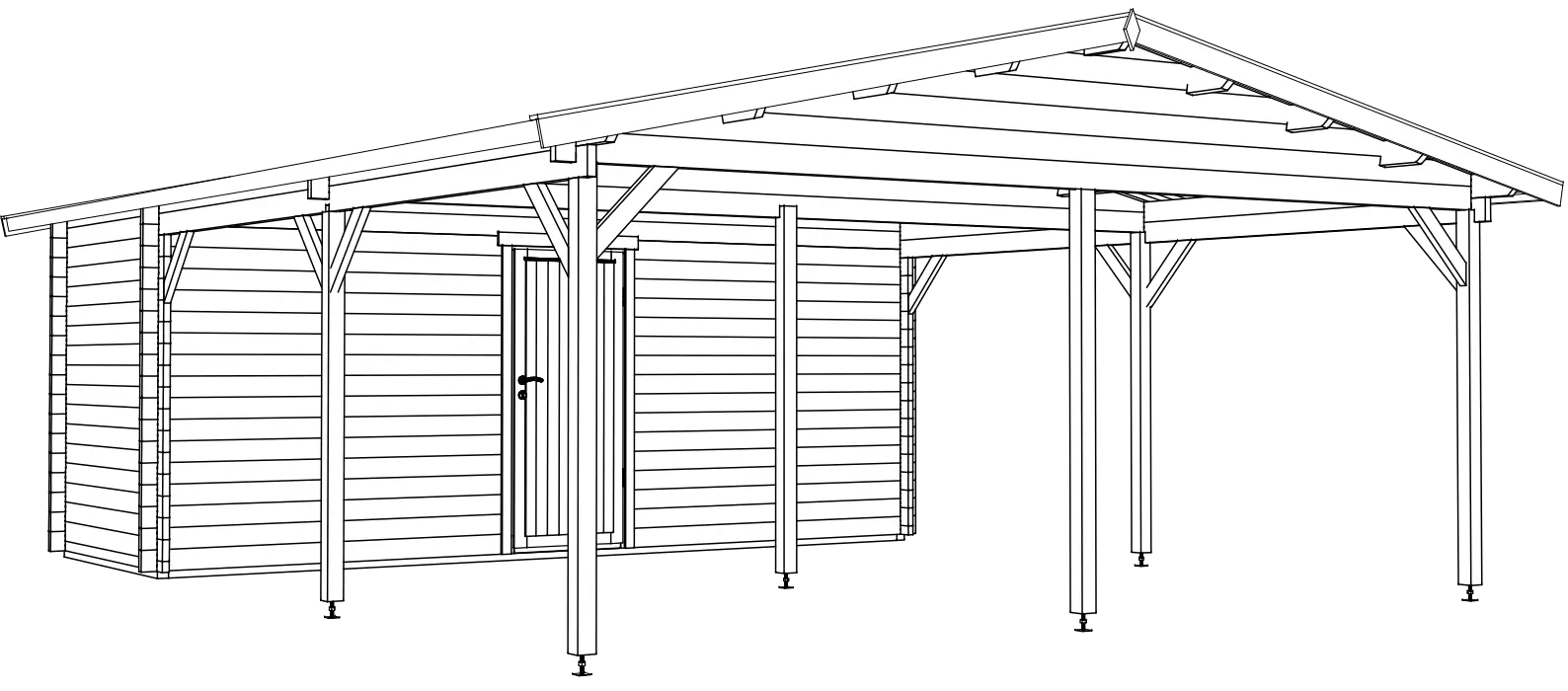 Dubbele Carport met Berging ODENWALD | 6,38 x 8 m