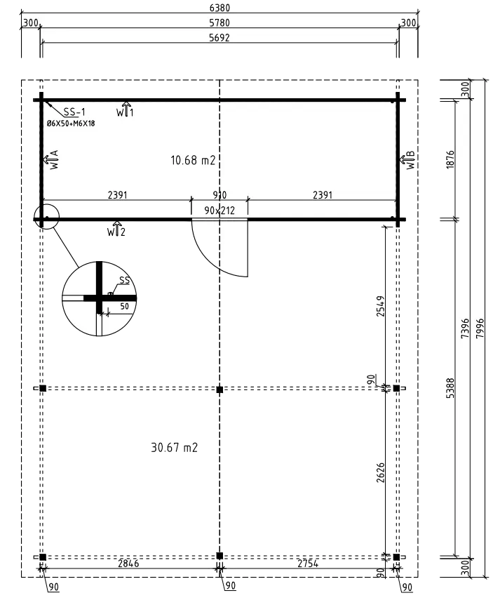 Dubbele Carport met Berging ODENWALD | 6,38 x 8 m
