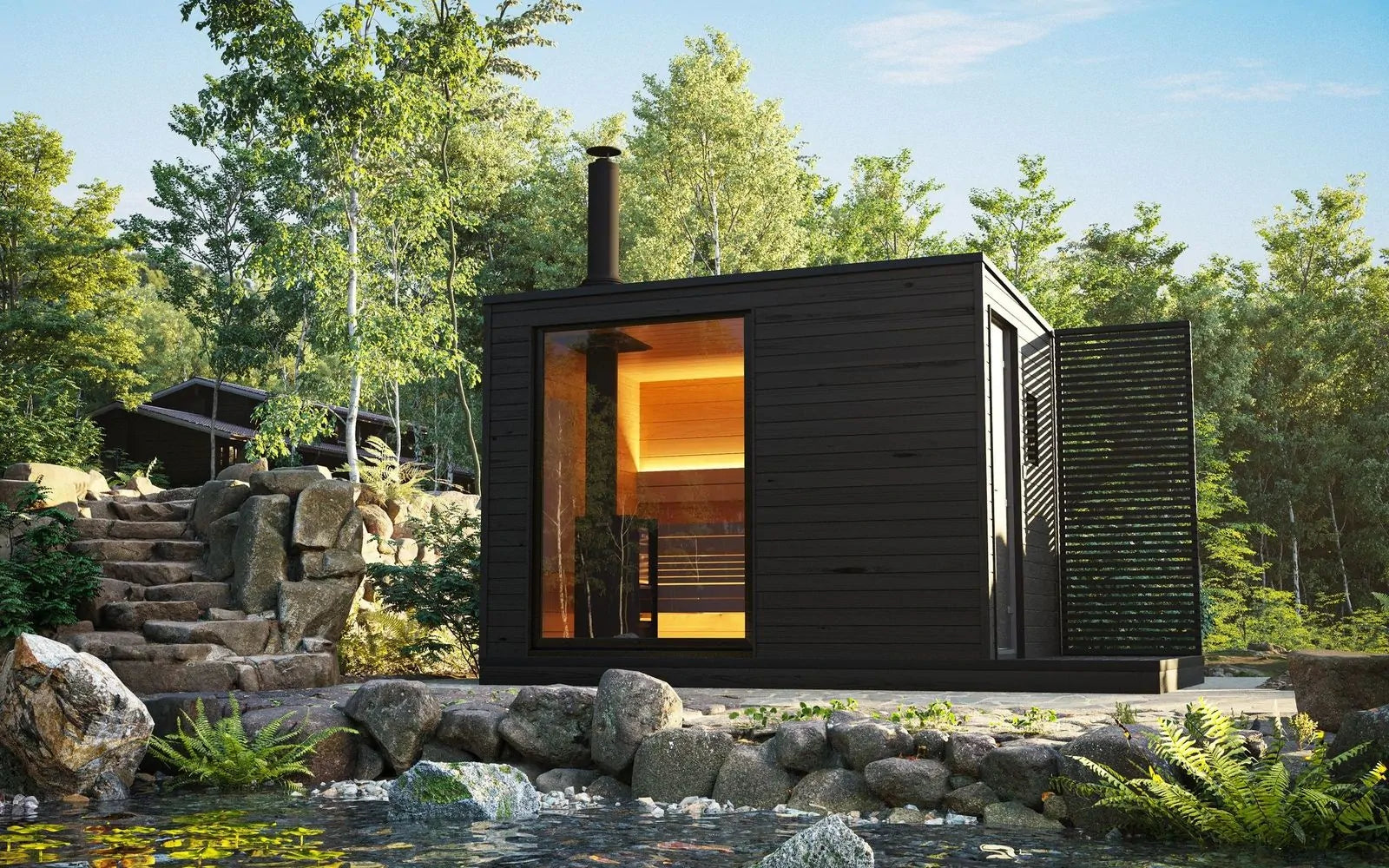 Plug-and-play sauna met houtkachel | 2.2 x 3.2 m