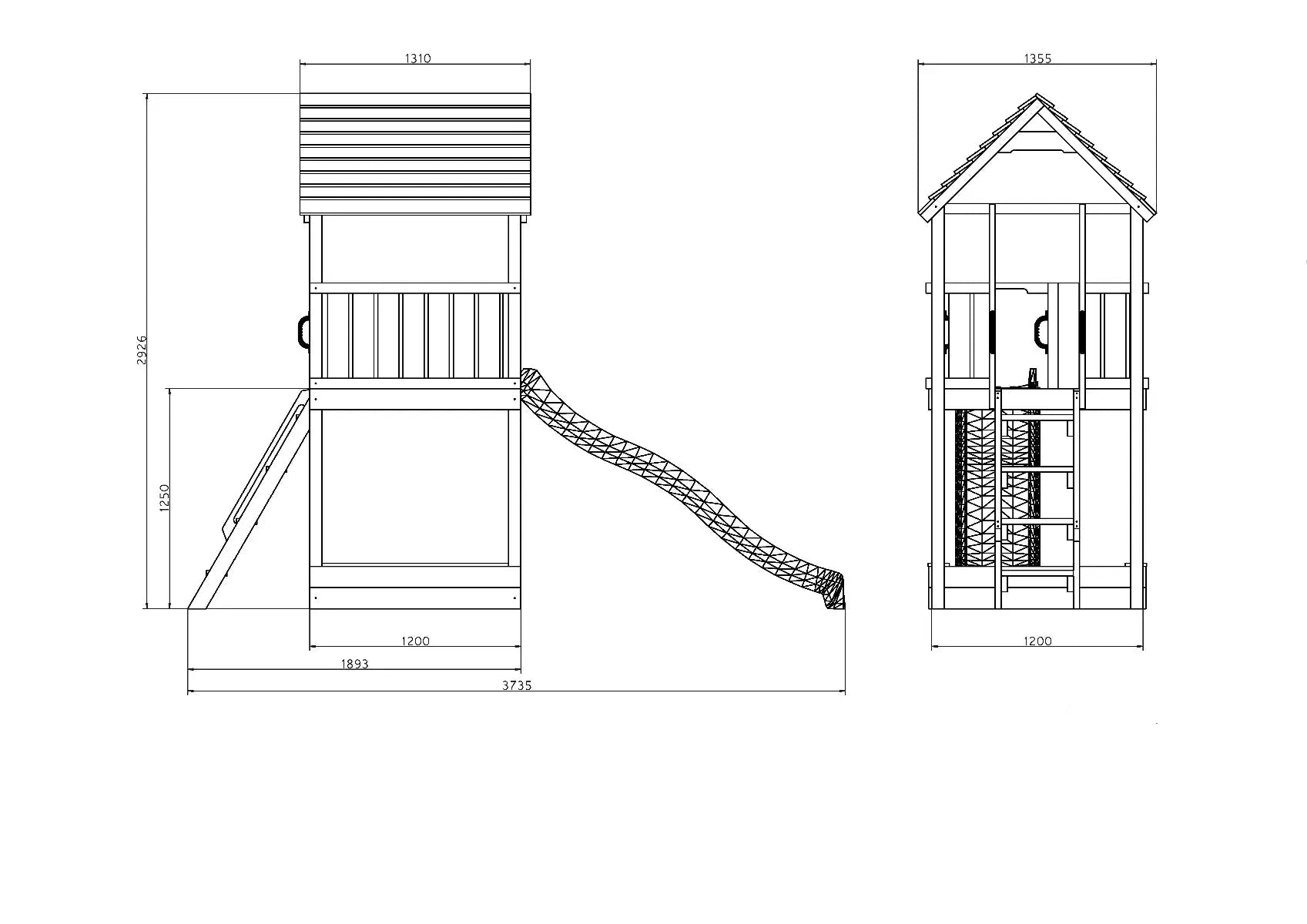 Houten speeltoren met glijbaan Joy