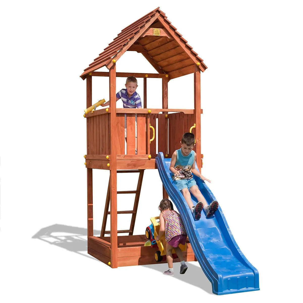 Houten speeltoren met glijbaan Joy