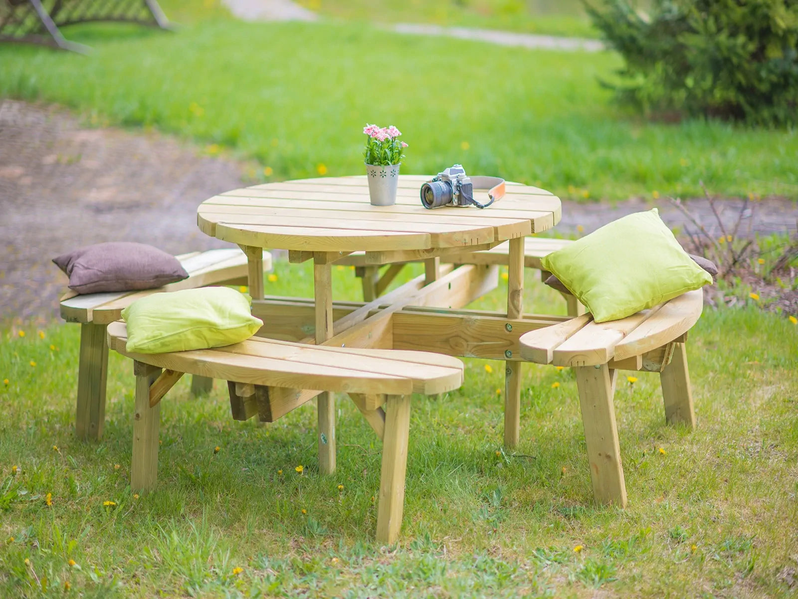 Rundes Gartenset ø120 ohne Rückenlehne