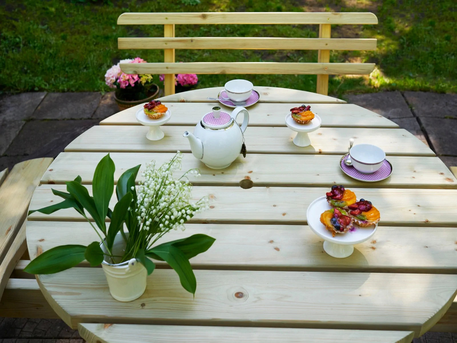Ronde tuinset  ø120 met rugleuning