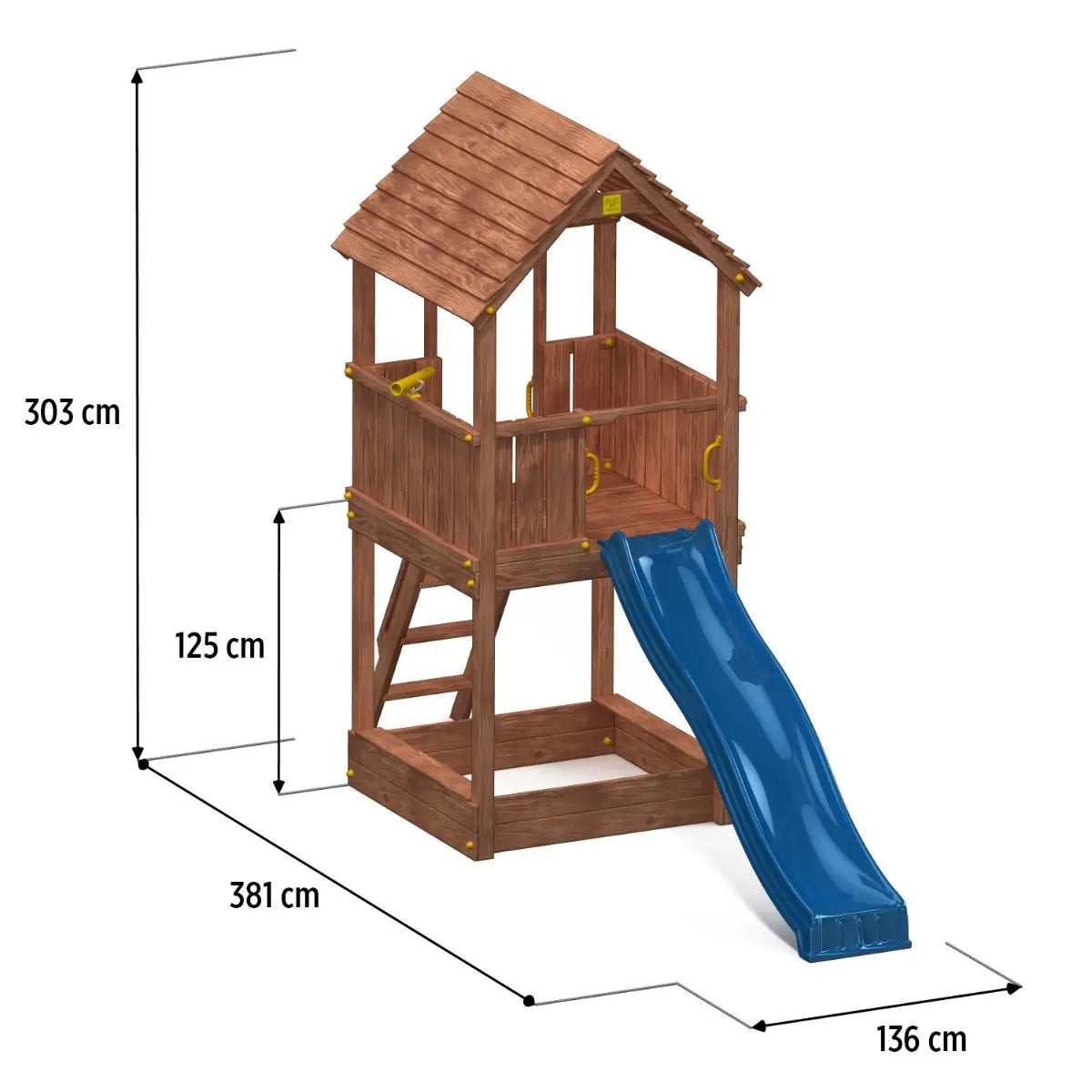 Houten speeltoren met glijbaan Joy