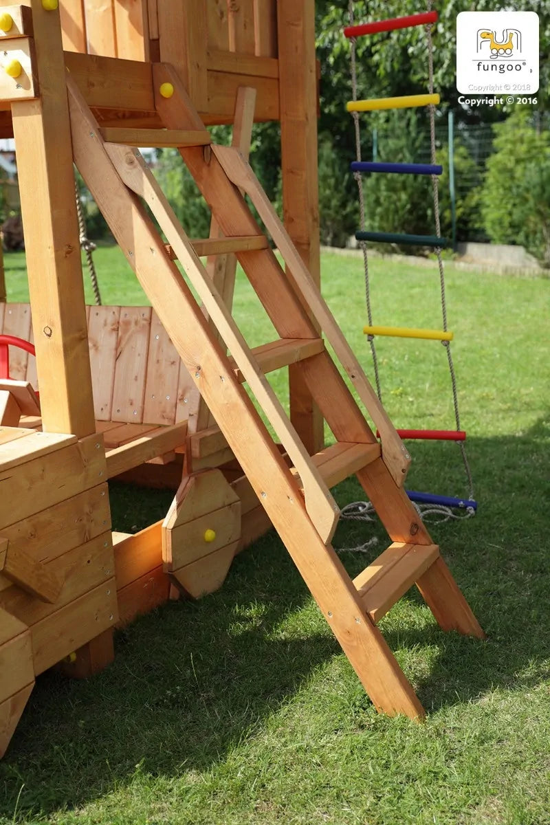 Houten speeltoren met glijbaan Joy