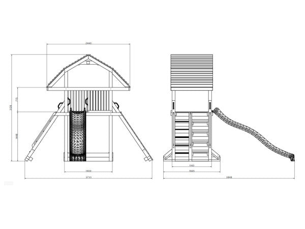 Houten speeltoren met glijbaan GIANT