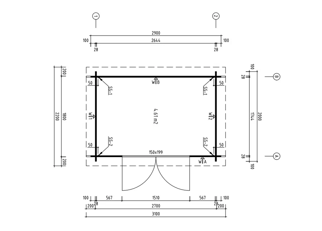Berging Annika - 2,7 x 1,8 m - 4,6 m²