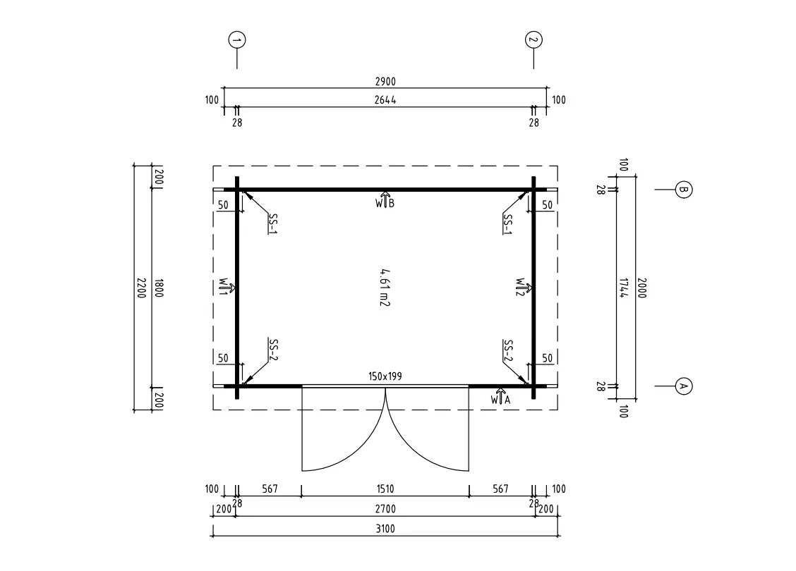 Berging Annika - 2,7 x 1,8 m - 4,6 m²