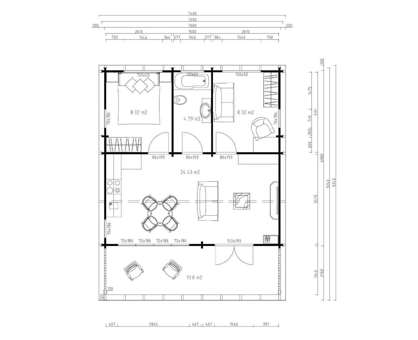 Lodge Arhus 70 - 46m² + 13m² (terras)
