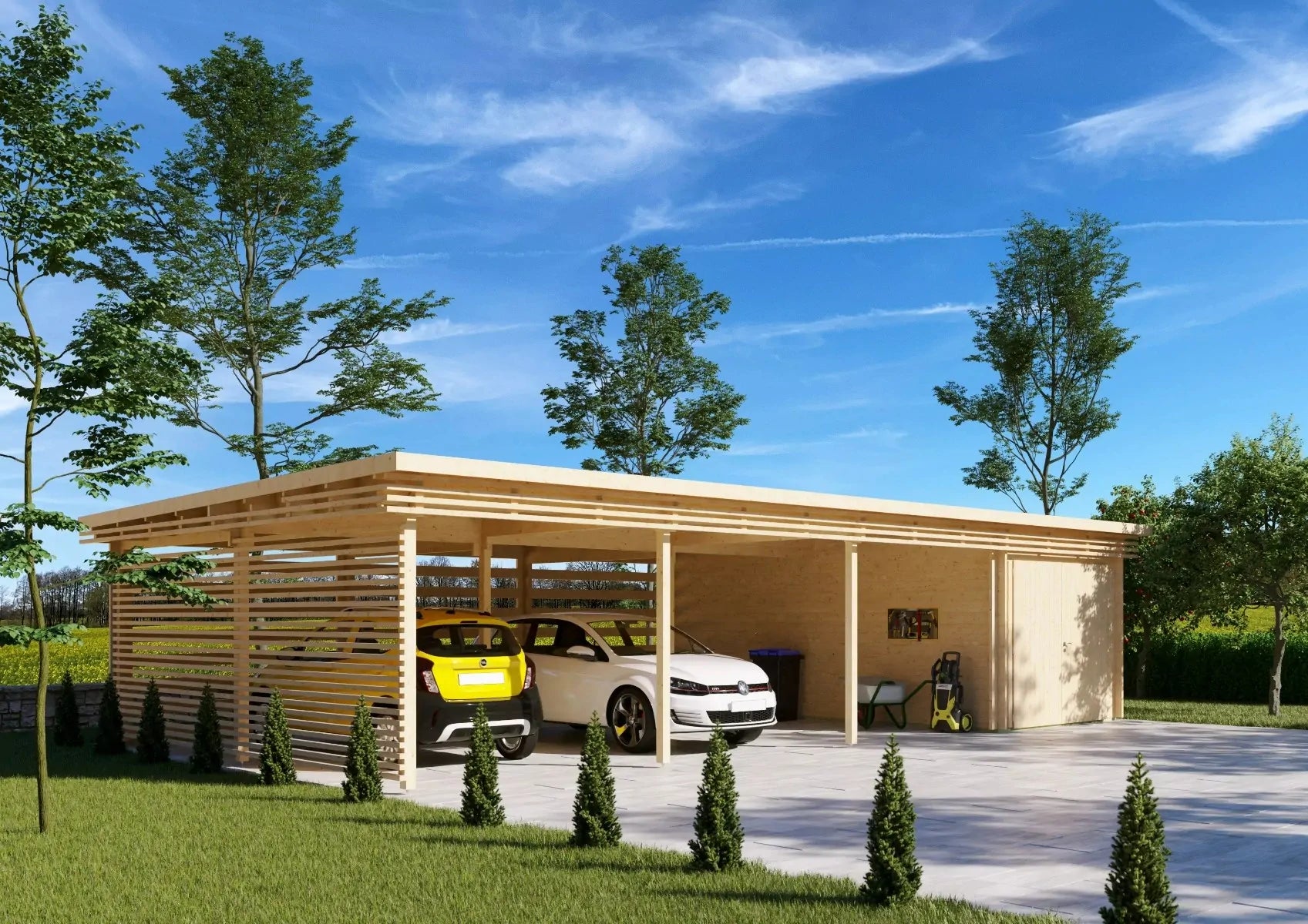 Garage mit Carport BÜSUM | 6,38 x 11,88 Meter