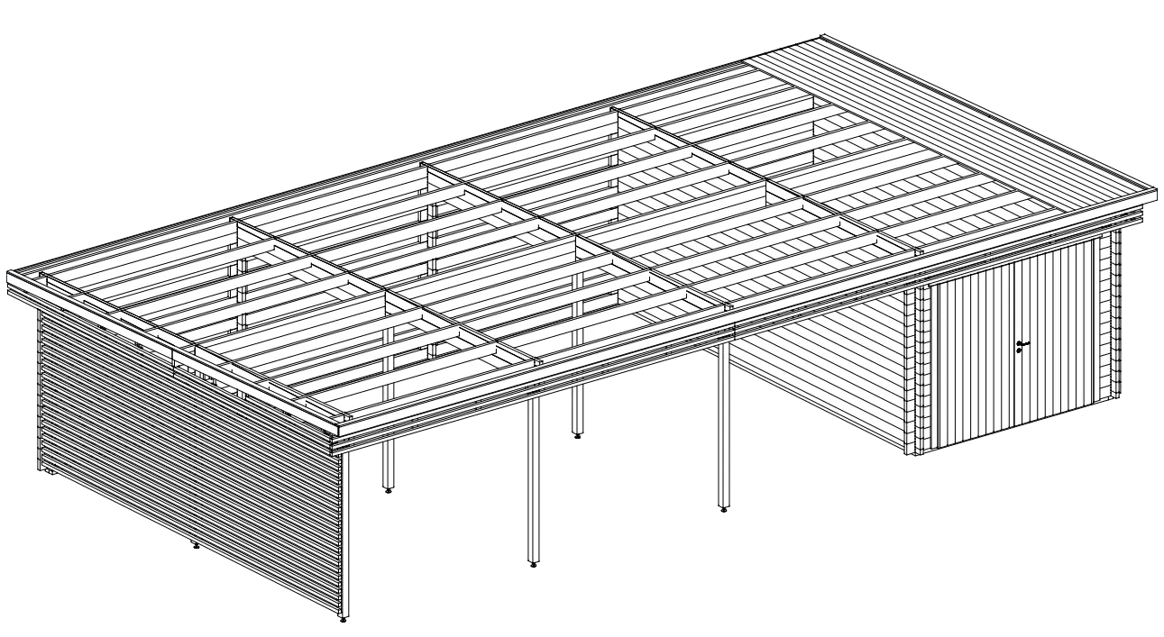 Garage mit Carport BÜSUM | 6,38 x 11,88 Meter
