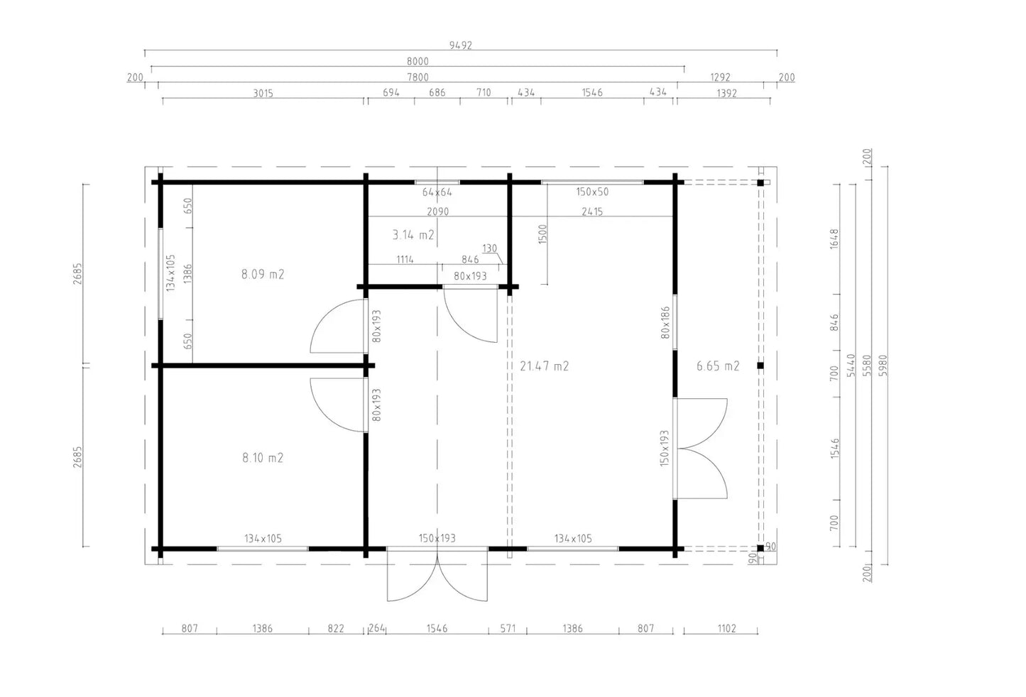 Lodge Bente 70 – 41m² + 7m² (terras)