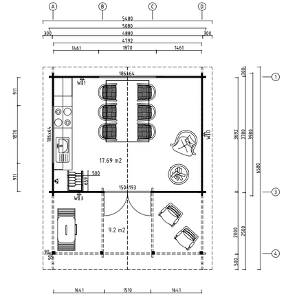 Tuinhuis Regal 44 – 27m² + 9m² (terras)