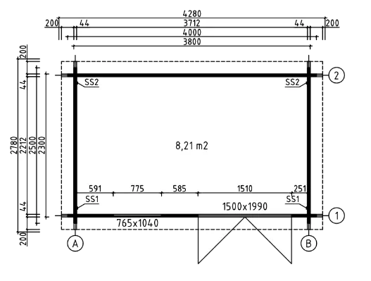 Tuinhuis Sonny 44 | 4,3 x 2,8 m
