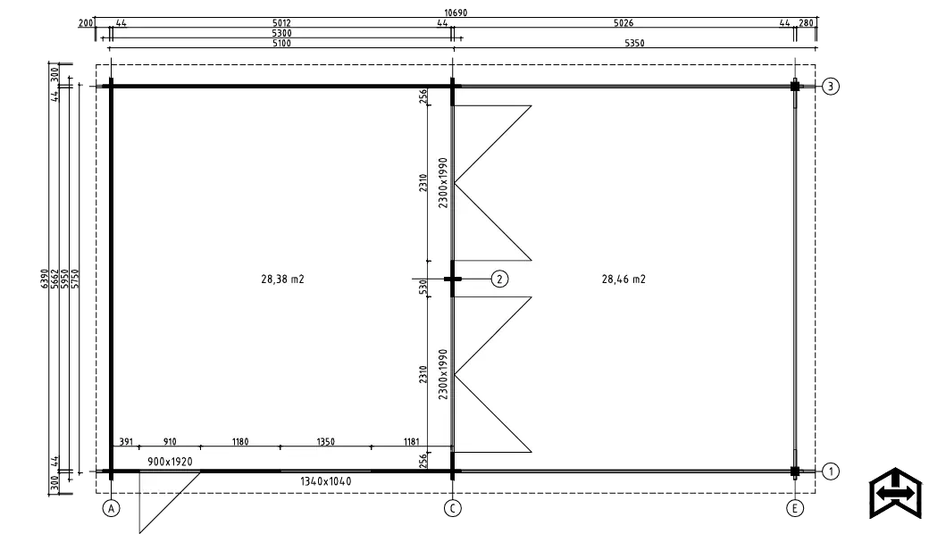 Garage und Carport für 4 Fahrzeuge | 10,6 m x 5,3 m