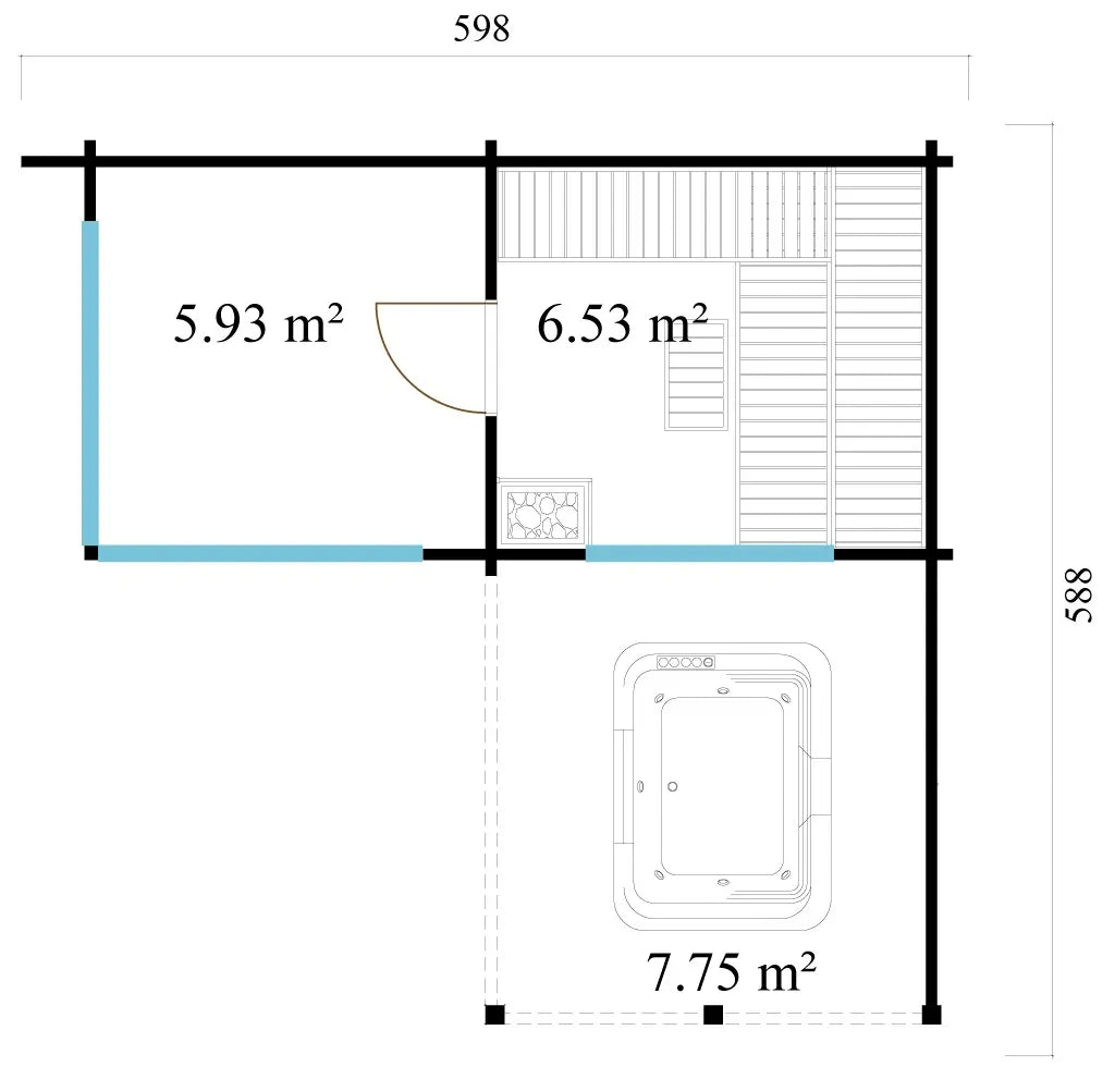 Saunacabine Forte 70 - 12m² + 8m² (terras)