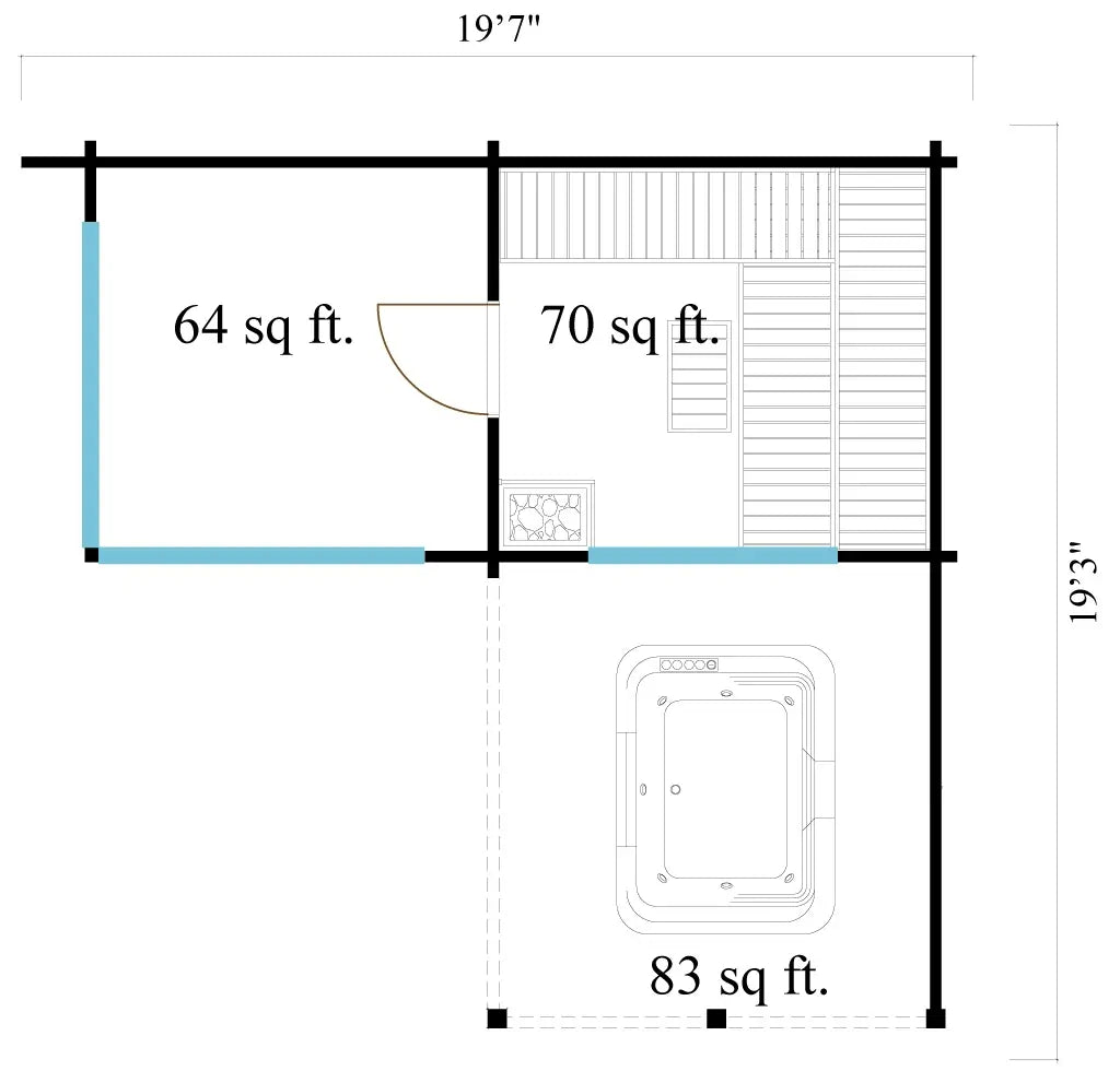 Saunacabine Forte 70 - 12m² + 8m² (terras)