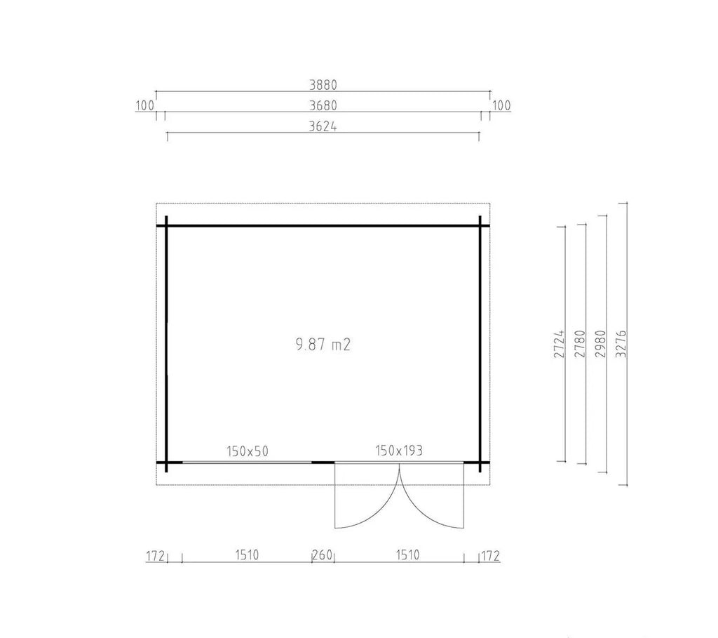 Berging Gent - 3,7x2,8m - 9,9 m²