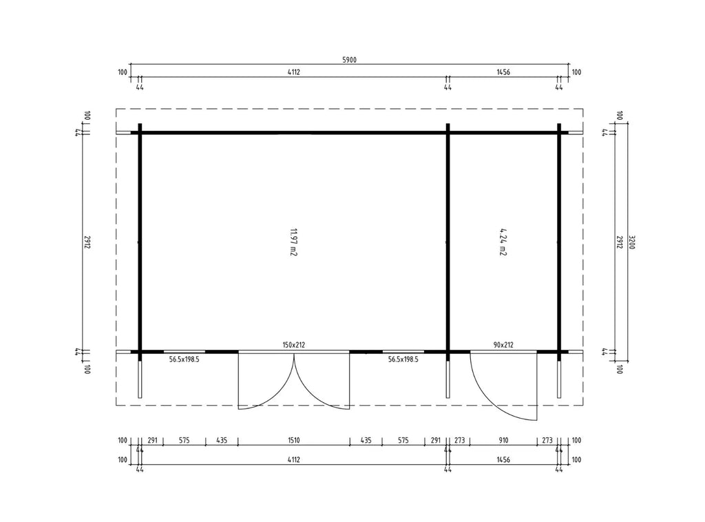 Berging Jacob - 5,7 x 3 m - 12 m²