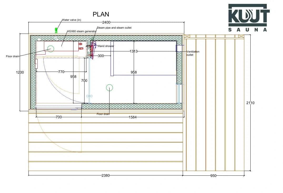 Stoomsauna KUUT | 1.2 x 2.4 m