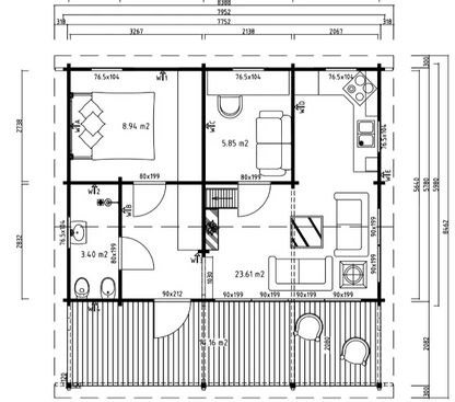 Lodge Mikka 70 - 61m² + 14m² (terras)