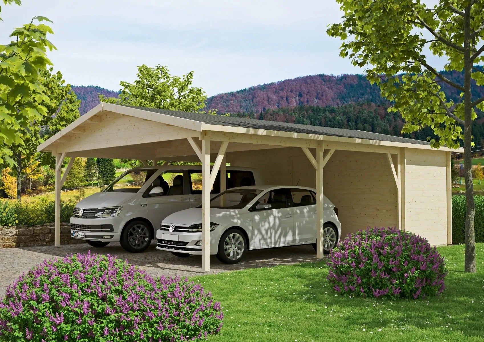 Doppelcarport mit Abstellraum ODENWALD | 6,38 x 8 m