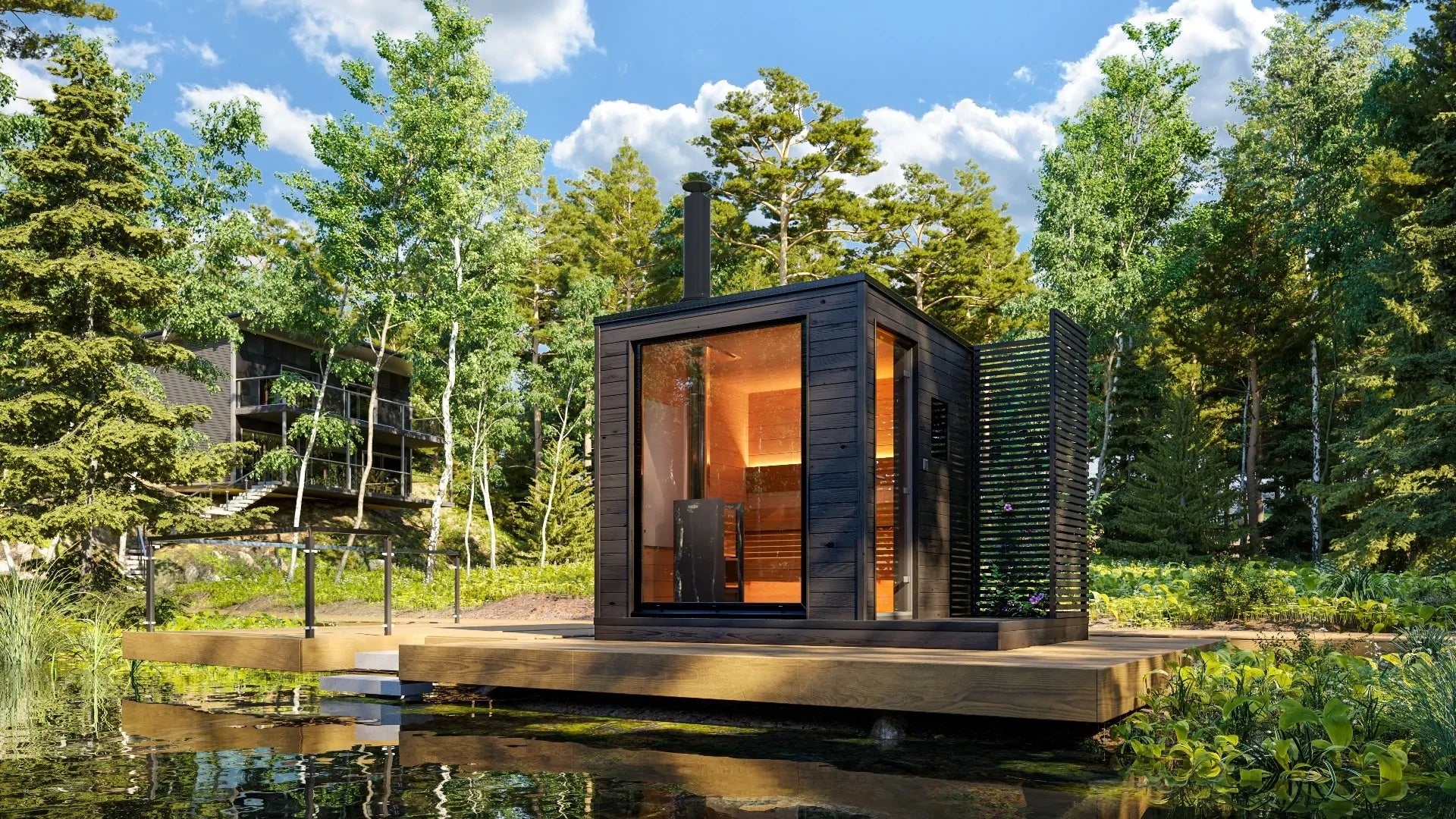 Plug-and-Play-Sauna mit Holzofen | 2,2 x 2,2 m