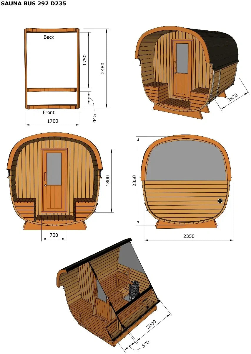 1-kamer Barrel Sauna | Ø 240 cm x 270 cm