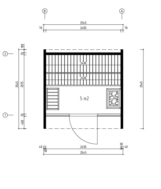 Black Mirror Sauna XS | 5m2 | 2.5 x 2.5m